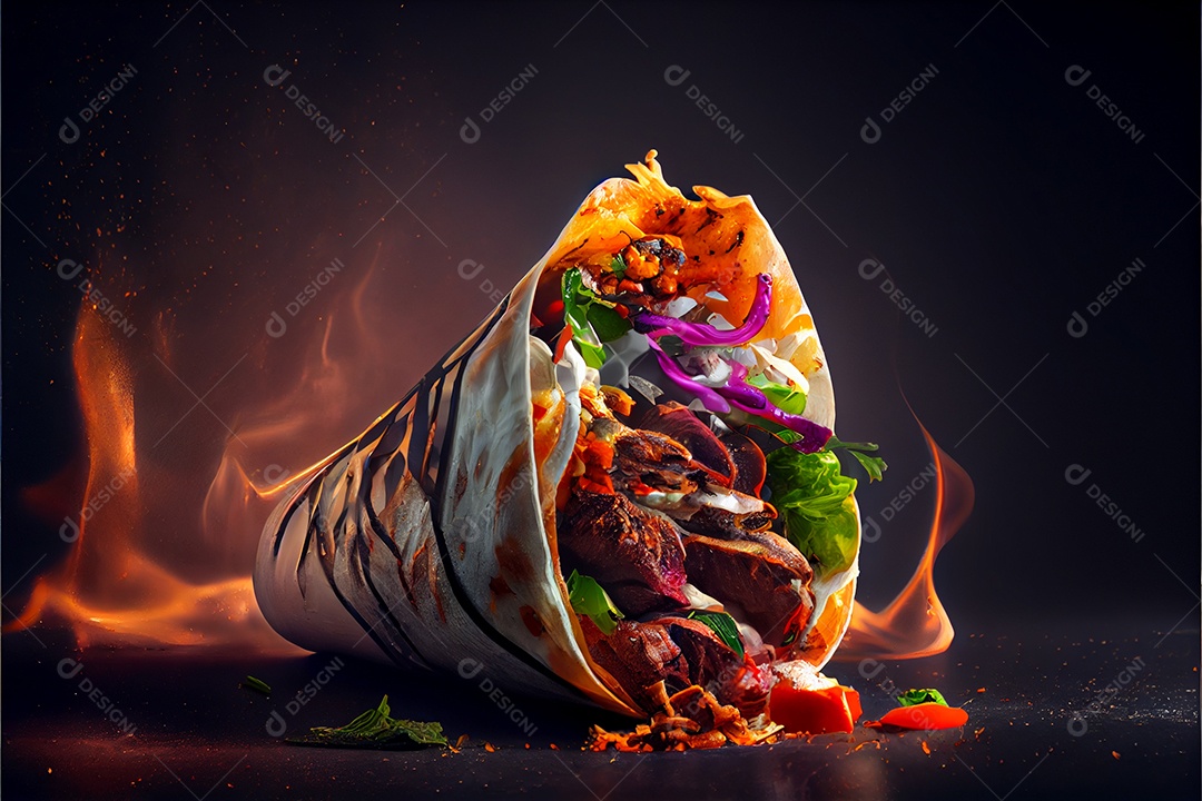 Prato Xauarma sobre uma mesa de restaurante