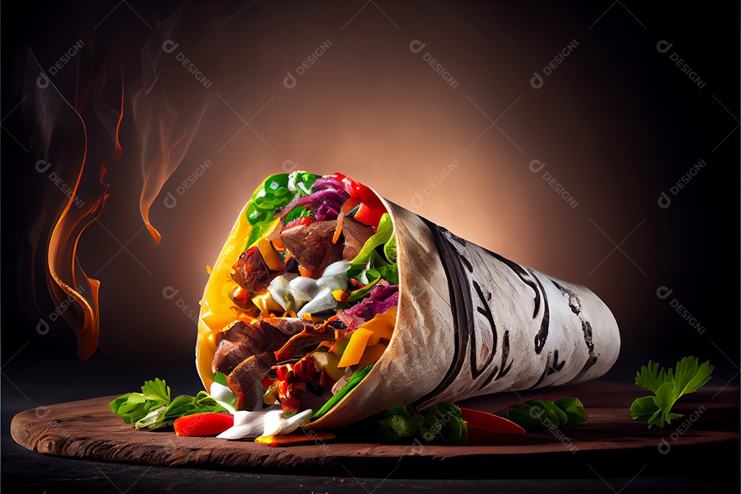 Prato Xauarma sobre uma mesa de restaurante