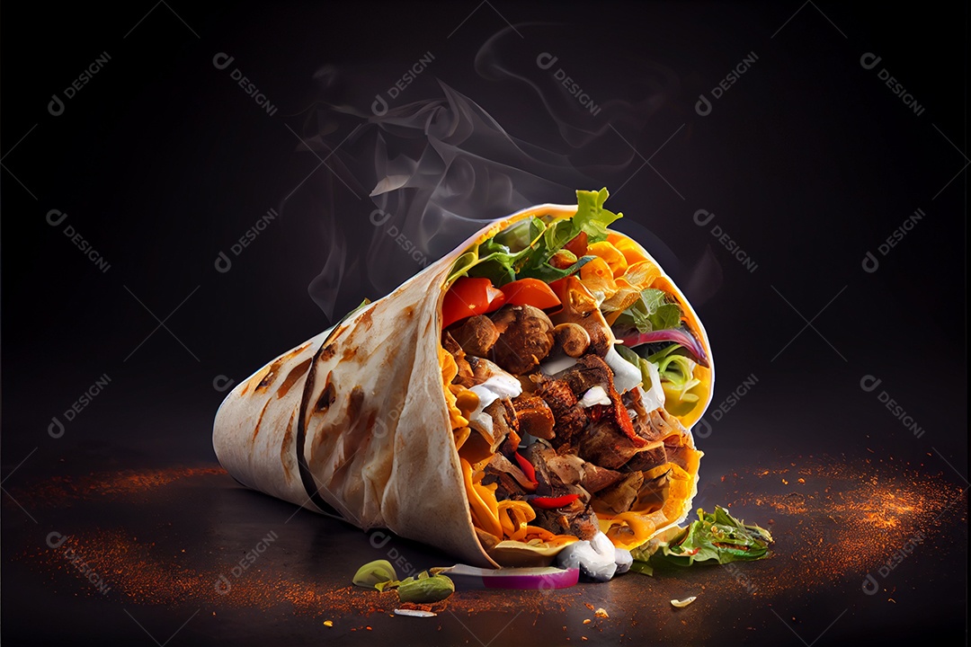 Prato Xauarma sobre uma mesa de restaurante