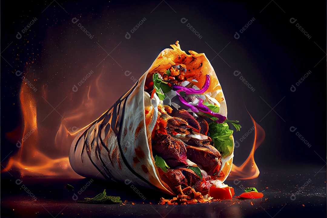 Prato Xauarma sobre uma mesa de restaurante