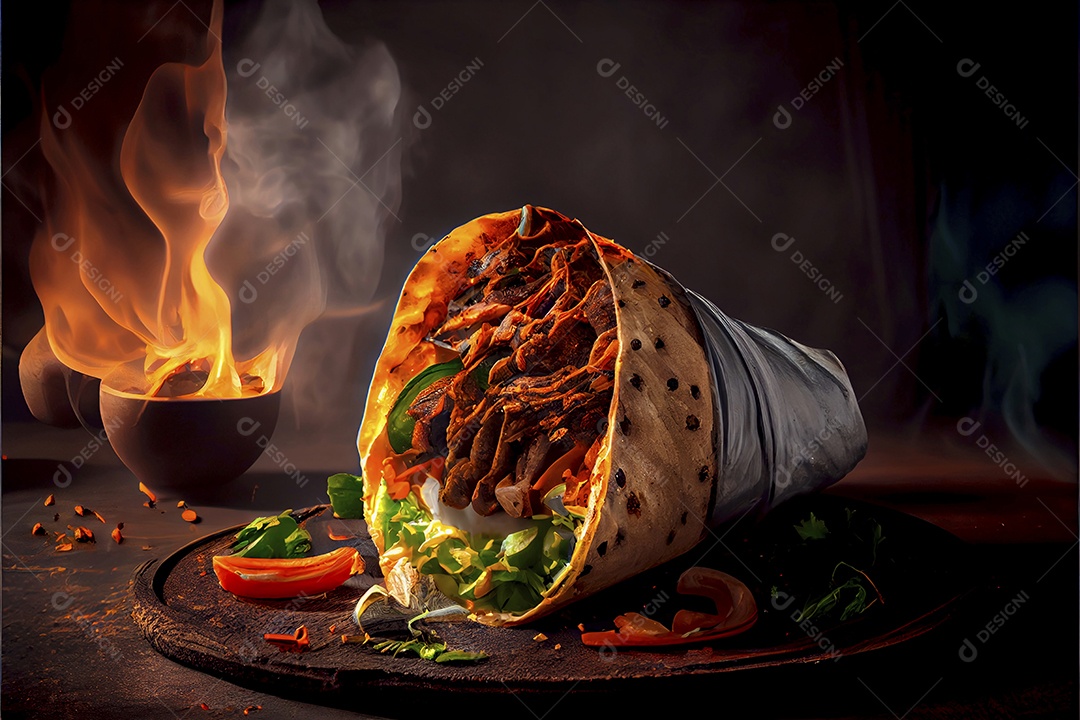 Prato Xauarma sobre uma mesa de restaurante