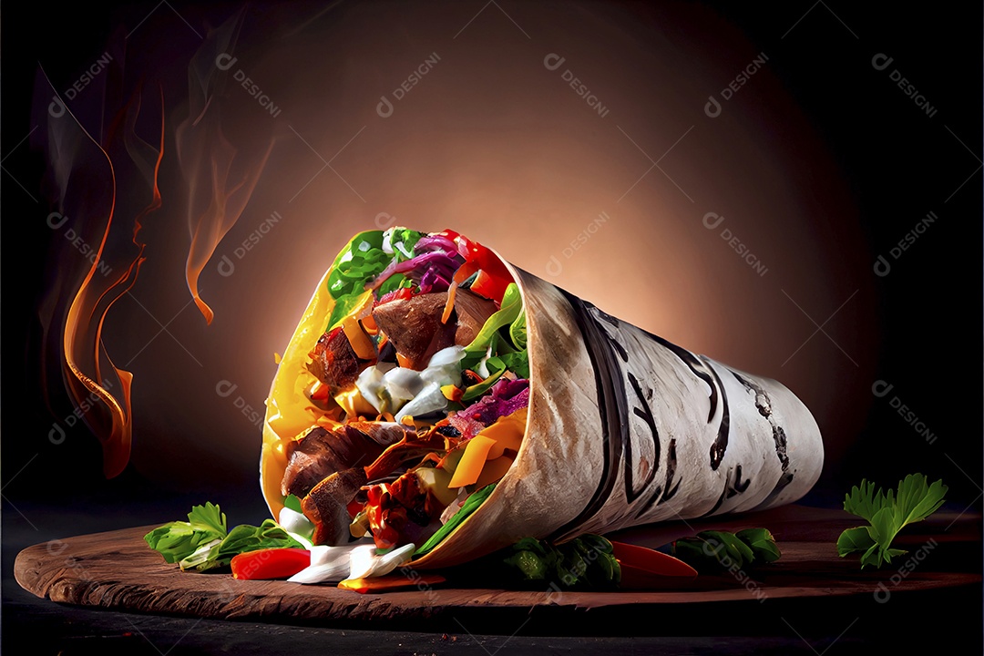 Prato Xauarma sobre uma mesa de restaurante