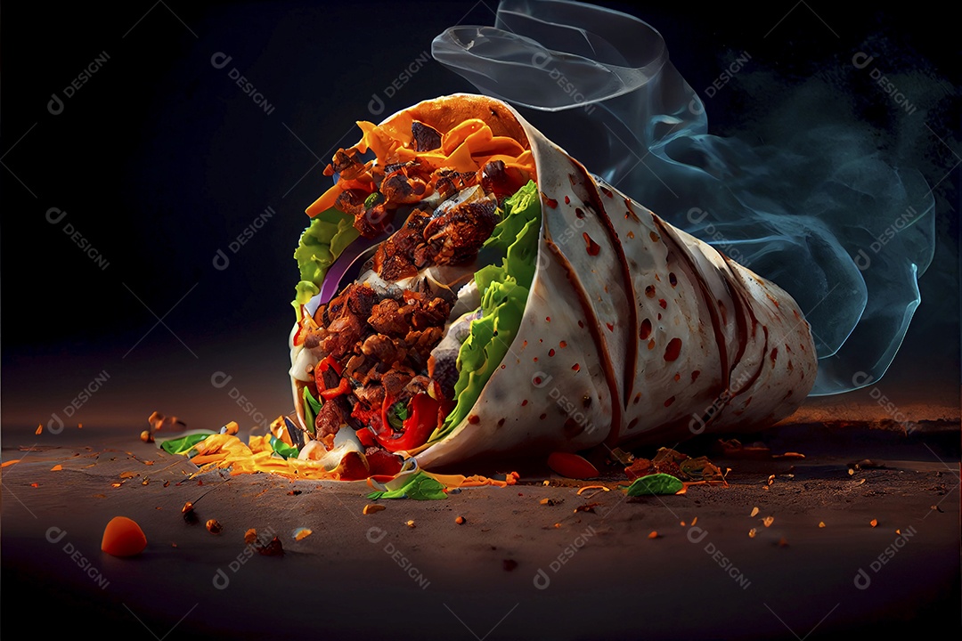 Kebab Comida derramada sobre uma mesa