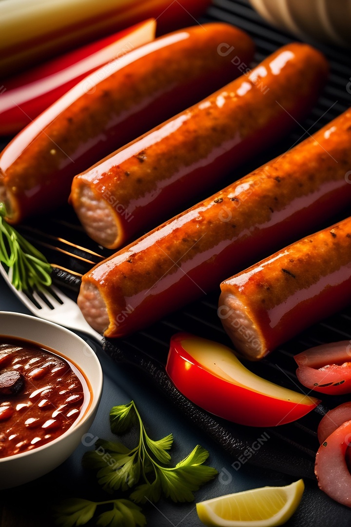 Pratos de comida alimento sobre uma mesa madeira Imagem inteligência artificial