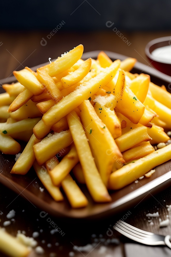 Pratos de comida alimento sobre uma mesa madeira Imagem inteligência artificial