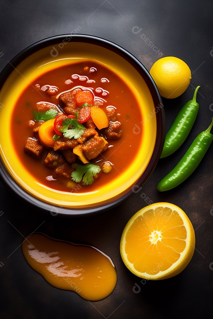 Pratos de comida alimento sobre uma mesa madeira Imagem inteligência artificial