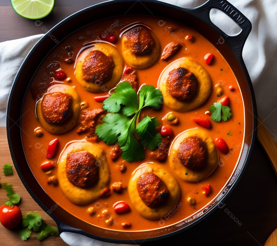 Pratos de comida alimento sobre uma mesa madeira Imagem inteligência artificial