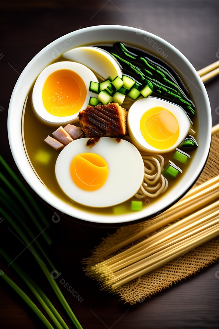 Pratos de comida alimento sobre uma mesa madeira Imagem inteligência artificial