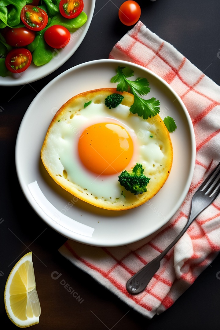 Pratos de comida alimento sobre uma mesa madeira Imagem inteligência artificial