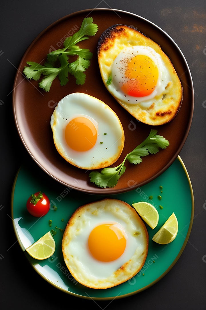 Pratos de comida alimento sobre uma mesa madeira Imagem inteligência artificial