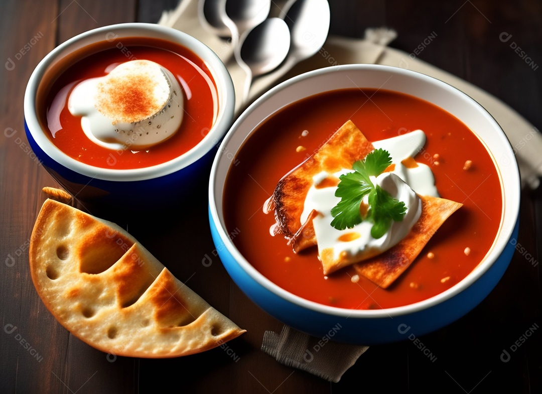 Pratos de comida alimento sobre uma mesa madeira Imagem inteligência artificial