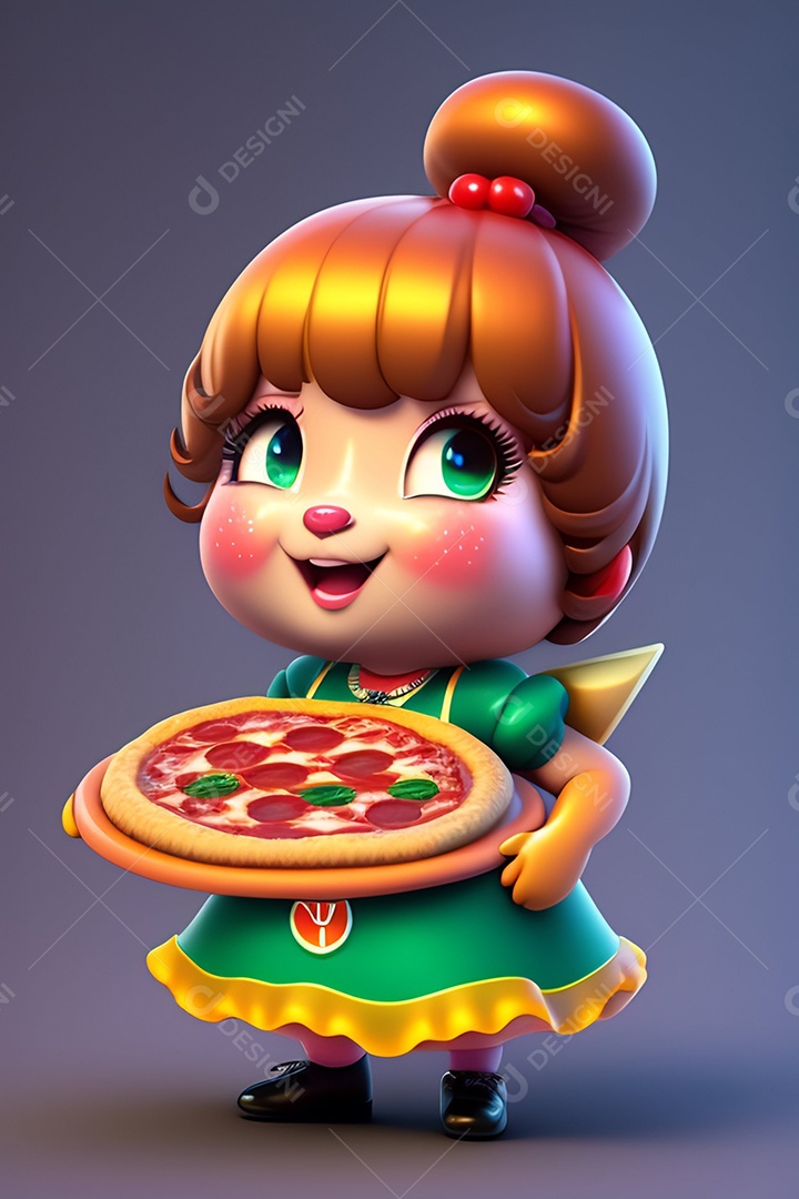 Linda menina segurando Pizza assada imagem inteligência artificial