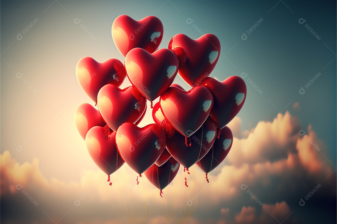 Balões de corações dia dos namorados