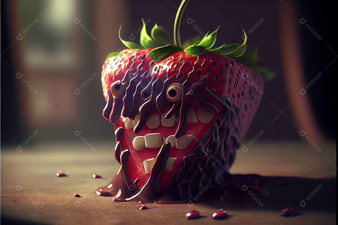 Morango coberto de chocolate sobre fundo isolado