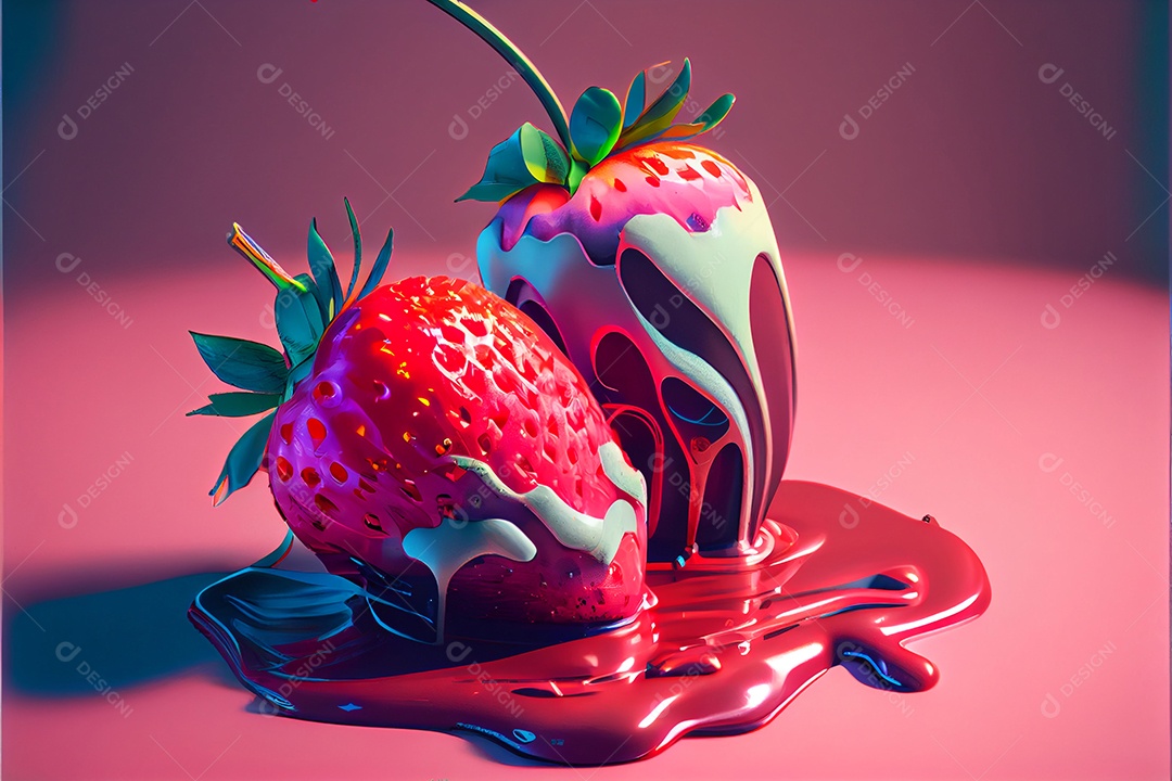 Morango coberto de chocolate sobre fundo isolado