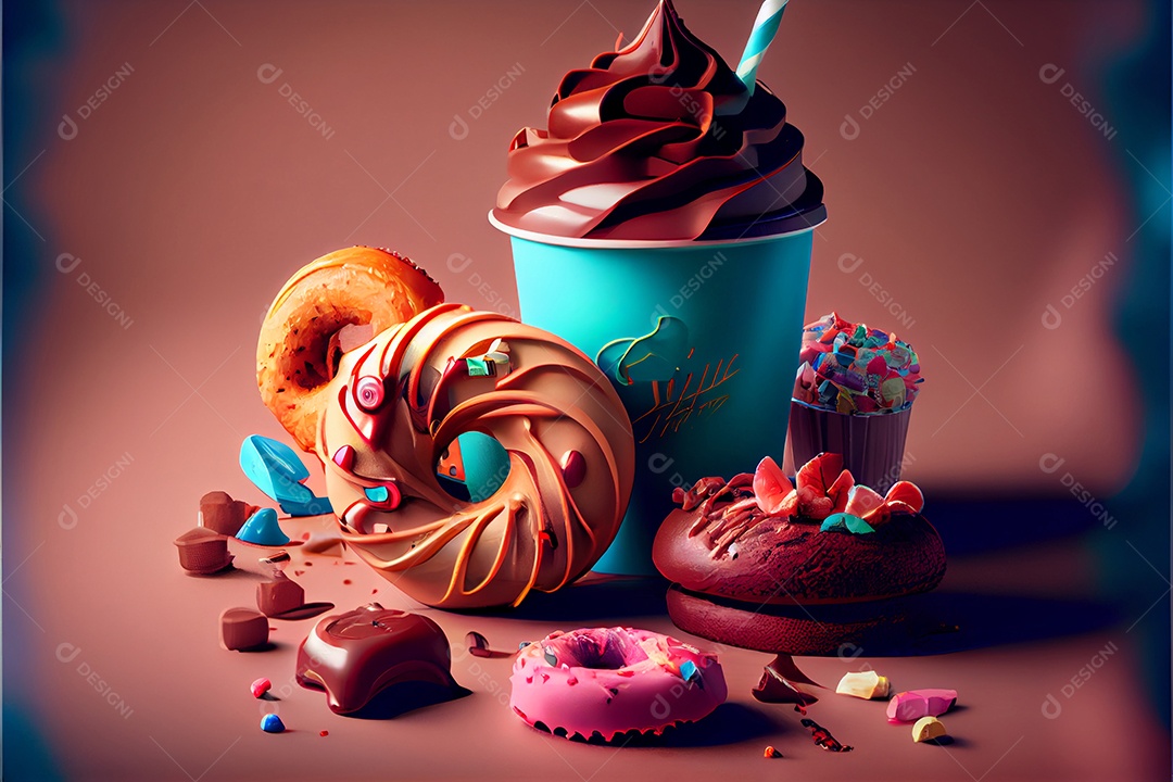 Roscas sorvete sobre fundo isolado