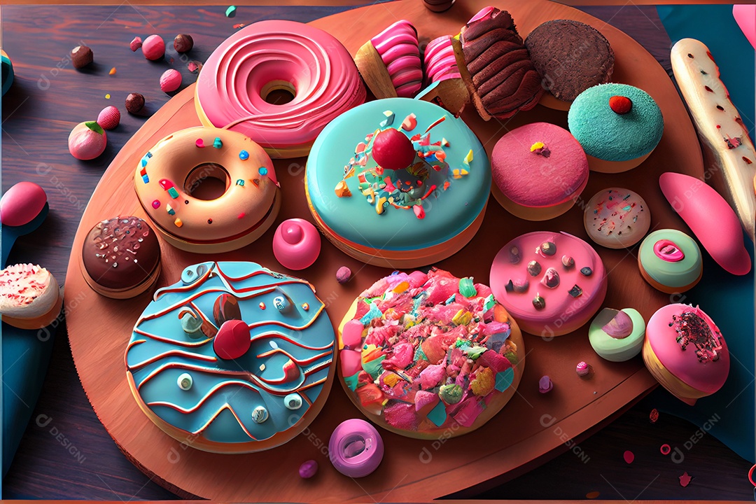 Roscas sobre uma tabua de madeira