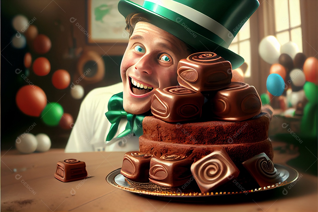 Confeiteiro ao lado de seu bolo