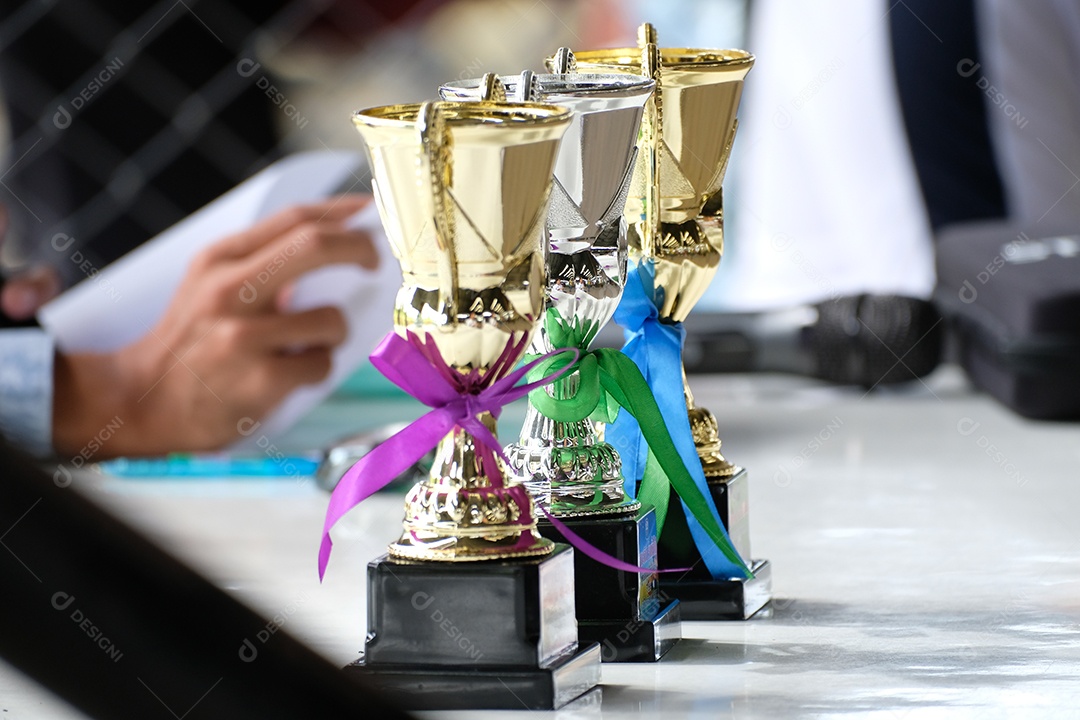troféus com laços coloridos