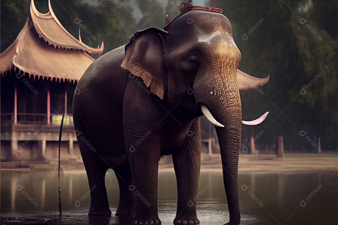 Dia do elefante tailandês, 12 de agosto arte gerada