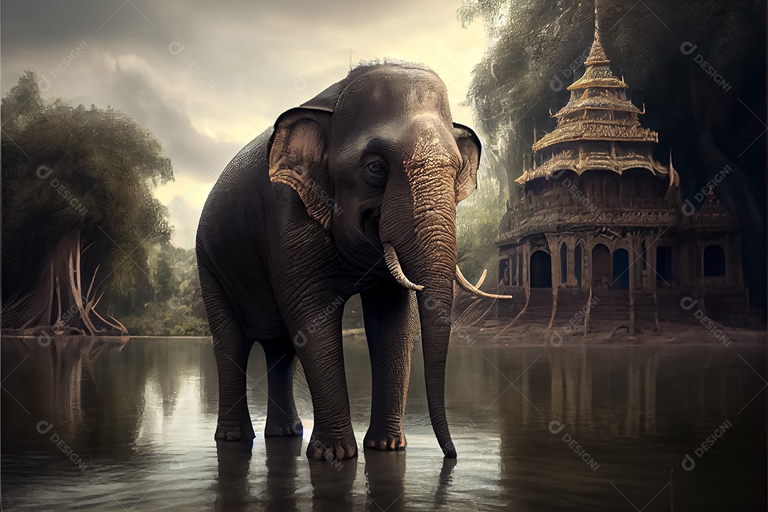 Dia do elefante tailandês, 13 de março, arte gerada por ai