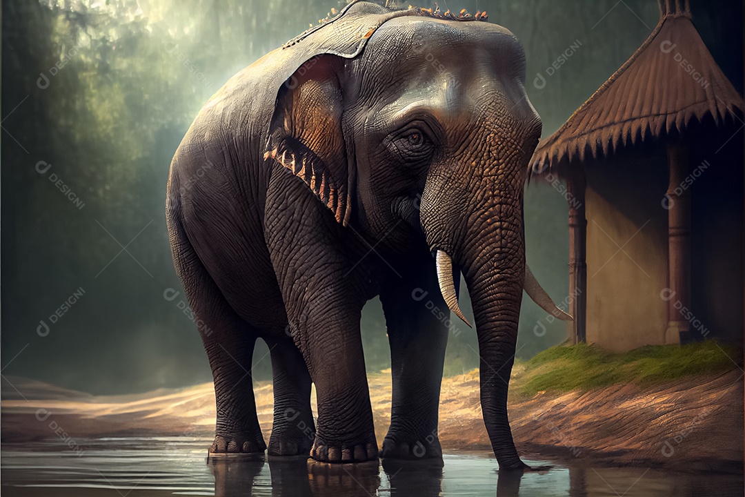 Dia do elefante tailandês, 13 de março, arte gerada por ai