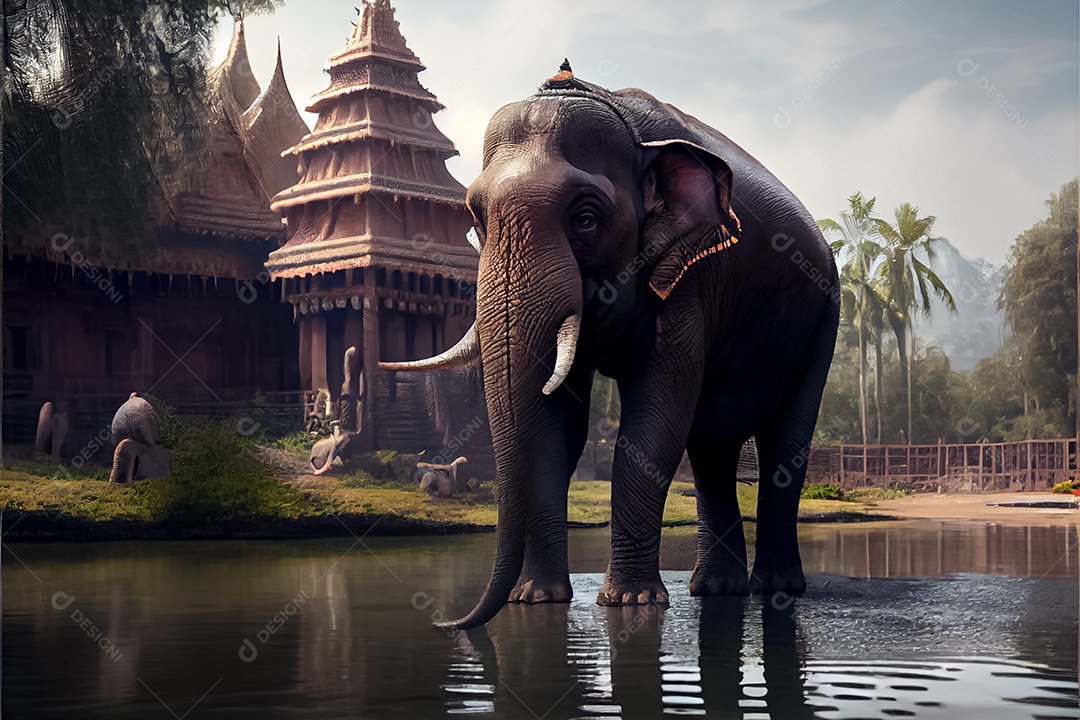 Dia do elefante tailandês, 13 de março, arte gerada por ai