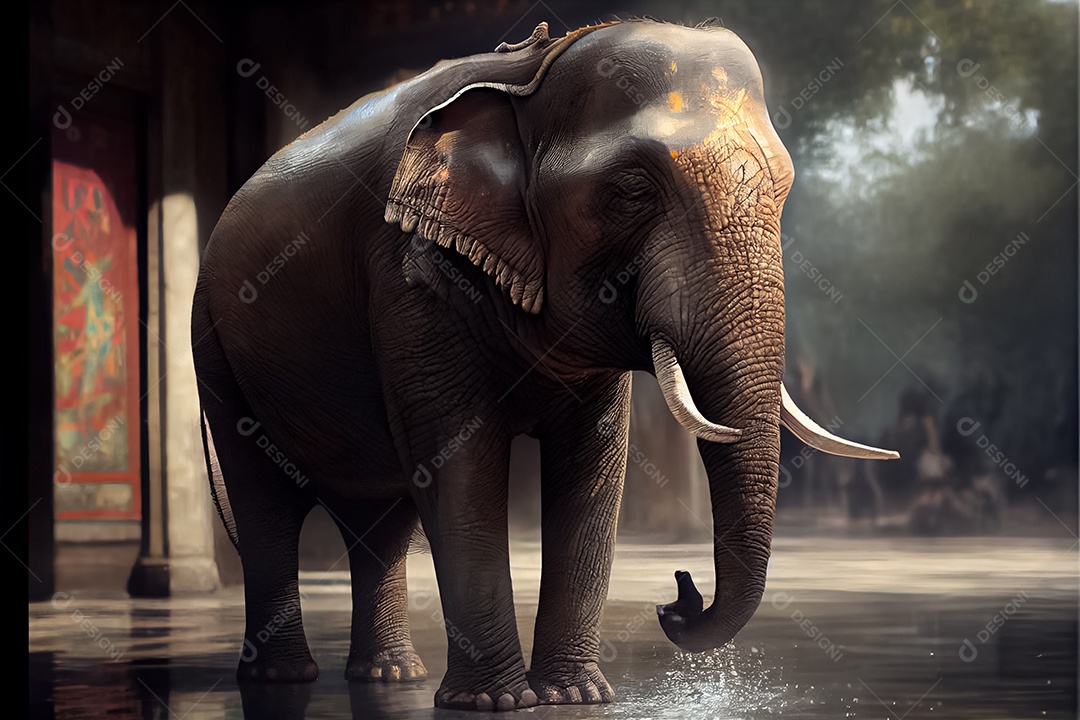 Dia do elefante tailandês, 12 de agosto arte gerada