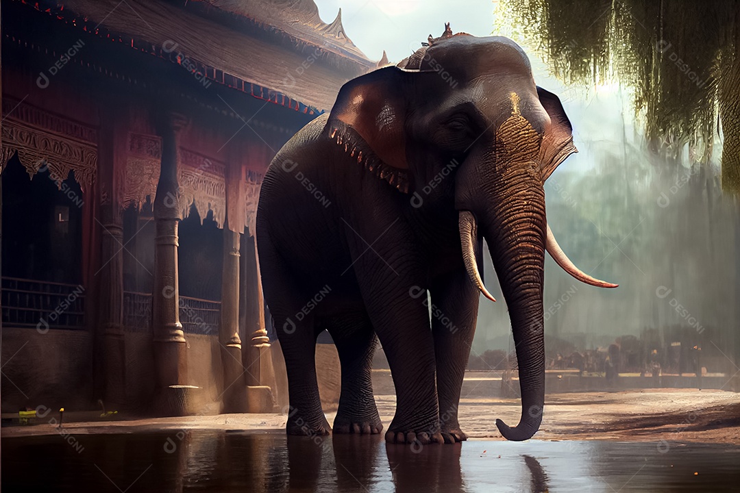 Dia do elefante tailandês, 12 de agosto arte gerada