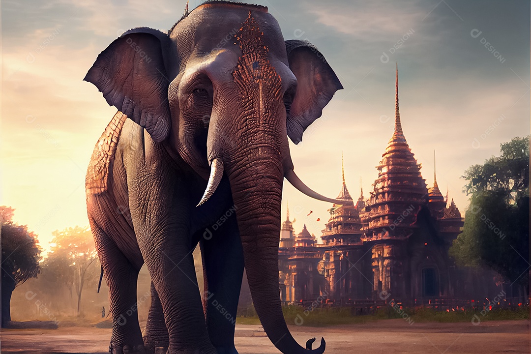 Dia do elefante tailandês, 12 de agosto arte gerada