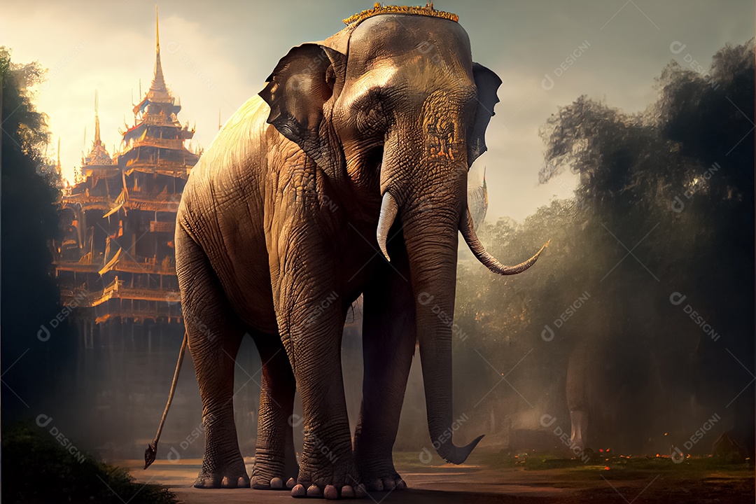 Dia do elefante tailandês, 12 de agosto arte gerada