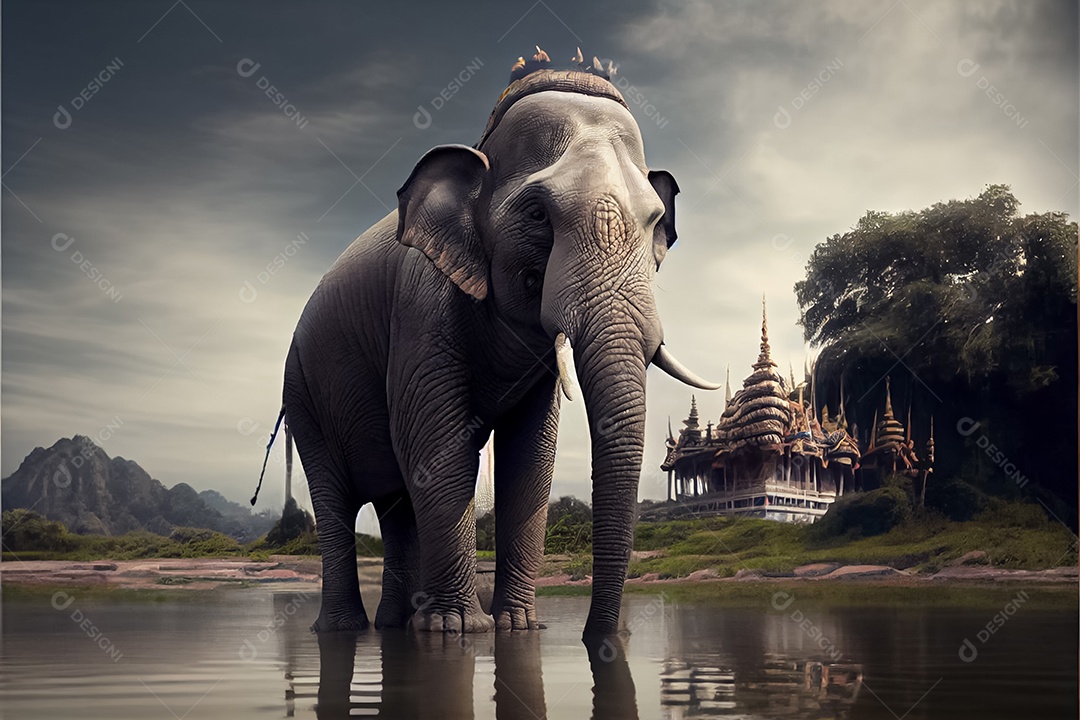 Dia do elefante tailandês, 12 de agosto arte gerada