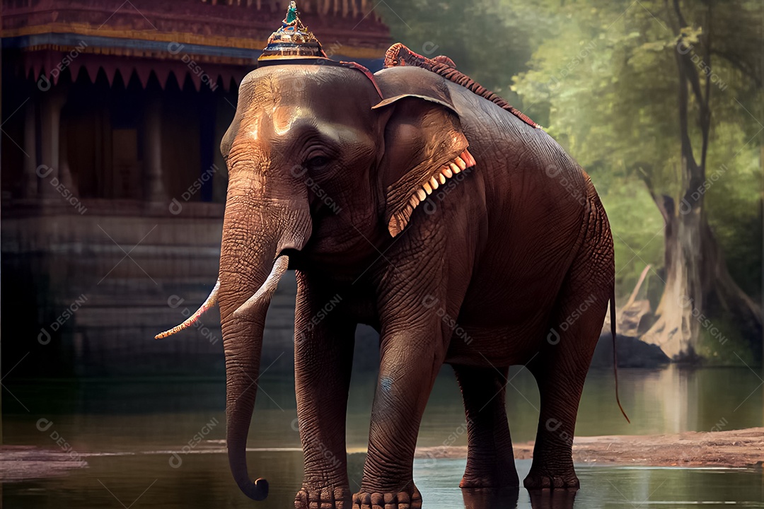 Dia do elefante tailandês, 12 de agosto arte gerada