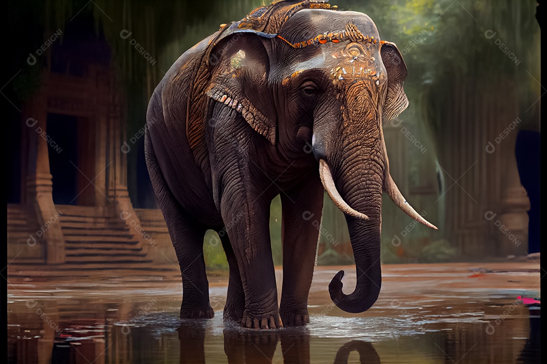 Dia do elefante tailandês, 12 de agosto arte gerada