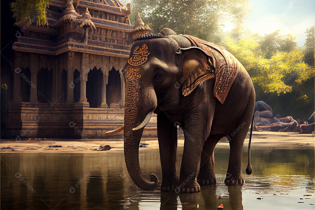 Dia do elefante tailandês, 12 de agosto arte gerada