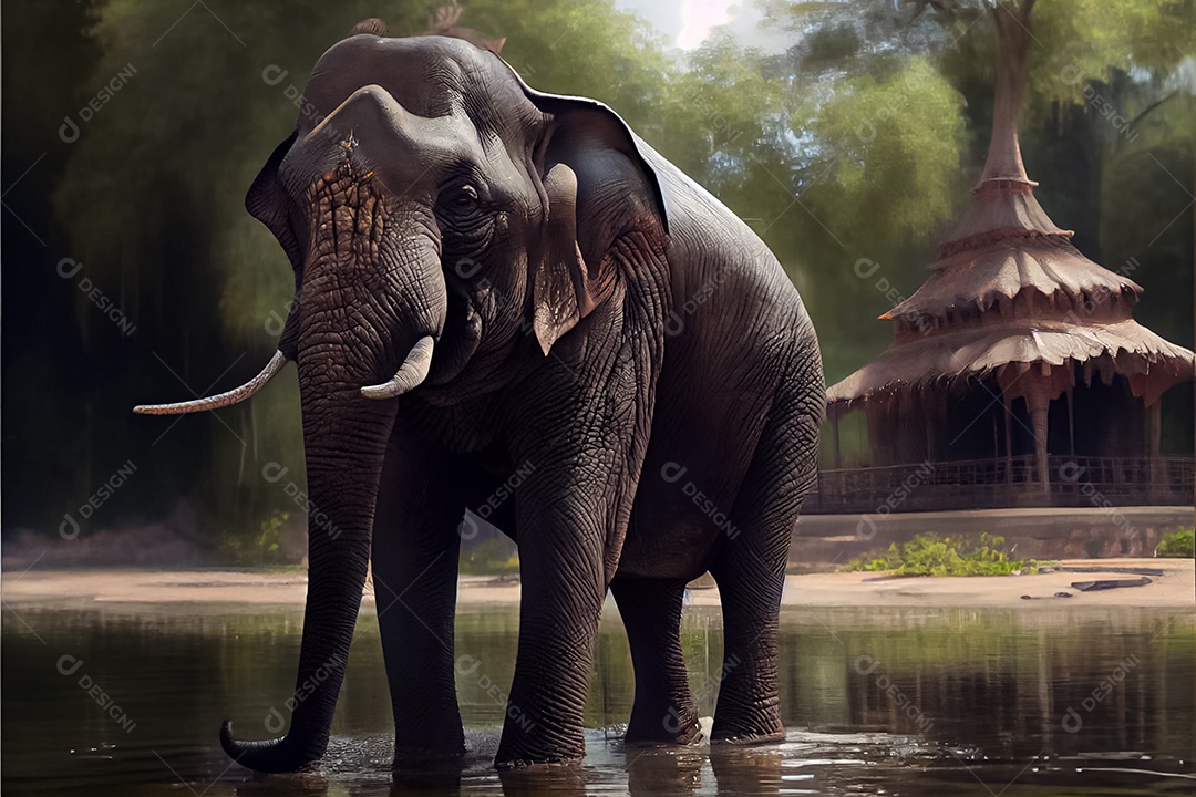 Dia do elefante tailandês, 12 de agosto arte gerada