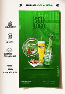 Promoção Cerveja Heineken Venha Conferir Social Media PSD Editável