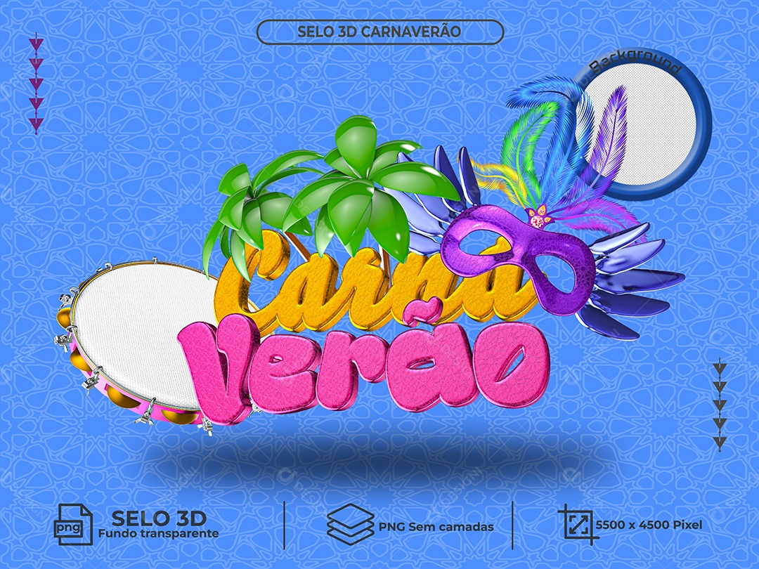 Selo 3D Para Composição Carna Verão PNG Transparente