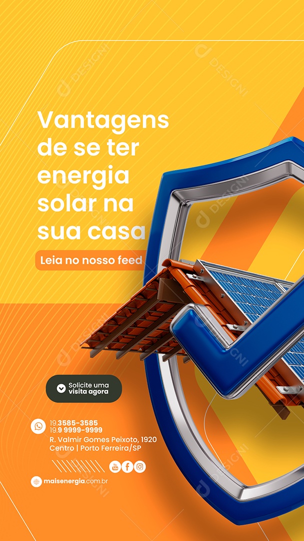 Story Vantagens de Se Ter Energia Solar Social Media PSD Editável