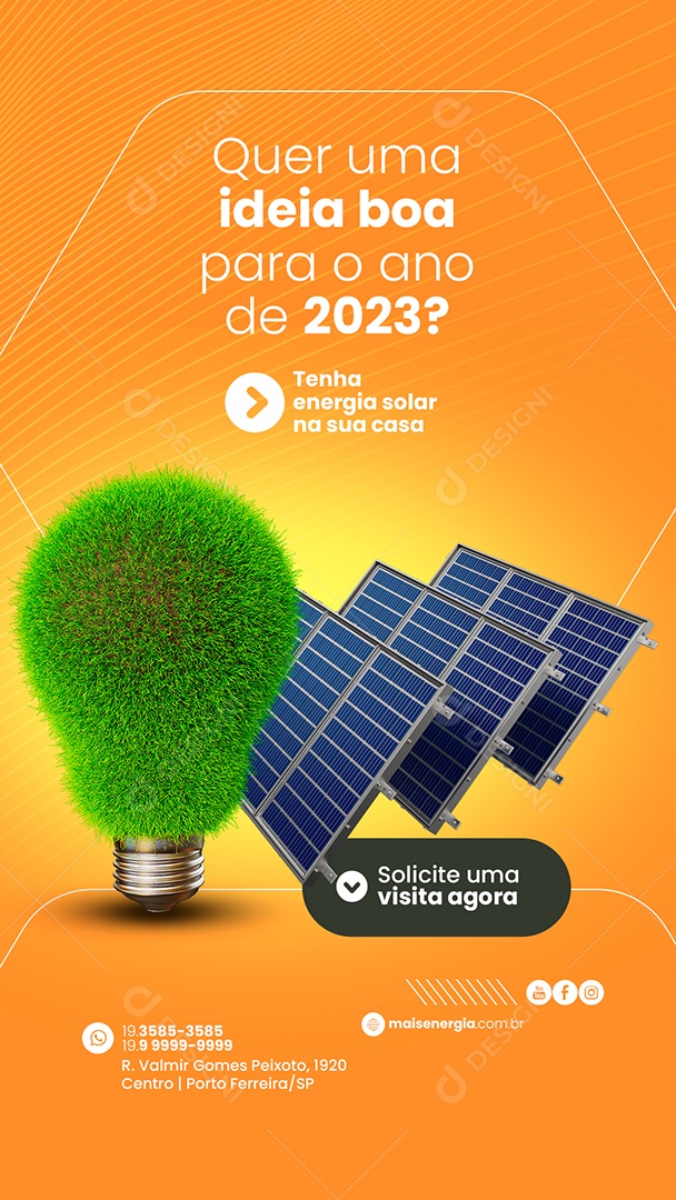 Story Quer uma Ideia Boa Para o Ano de 2023 Energia Solar Social Media PSD Editável