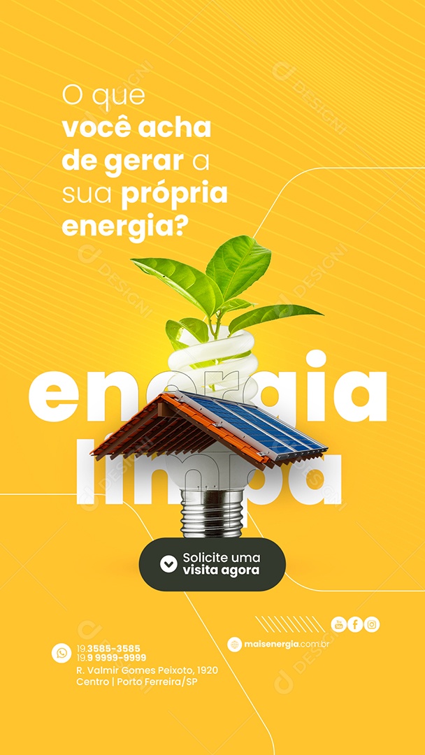 Story O Que Você acha de Gerar a Sua Própria Energia Solar Socia Media PSD Editável
