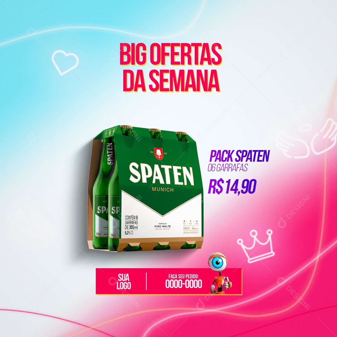 Big Ofertas Distribuidora de Bebidas Pack Spaten Big Brother Social Media PSD Editável