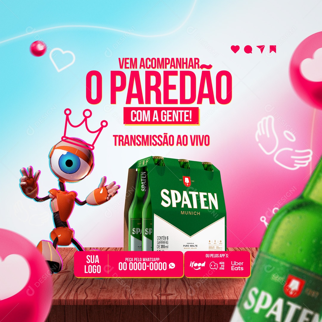 Vem Acompanhar o Paredão com a Gente! Distribuidora de Bebidas BBB Social Media PSD Editável