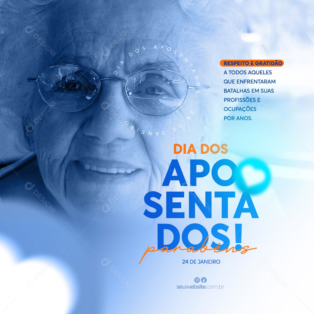 Retired Day January 24: Respect and Gratitude to All Those Who Have Faced Battles in Their Occupations and Occupations for Years Social Media PSD Editable