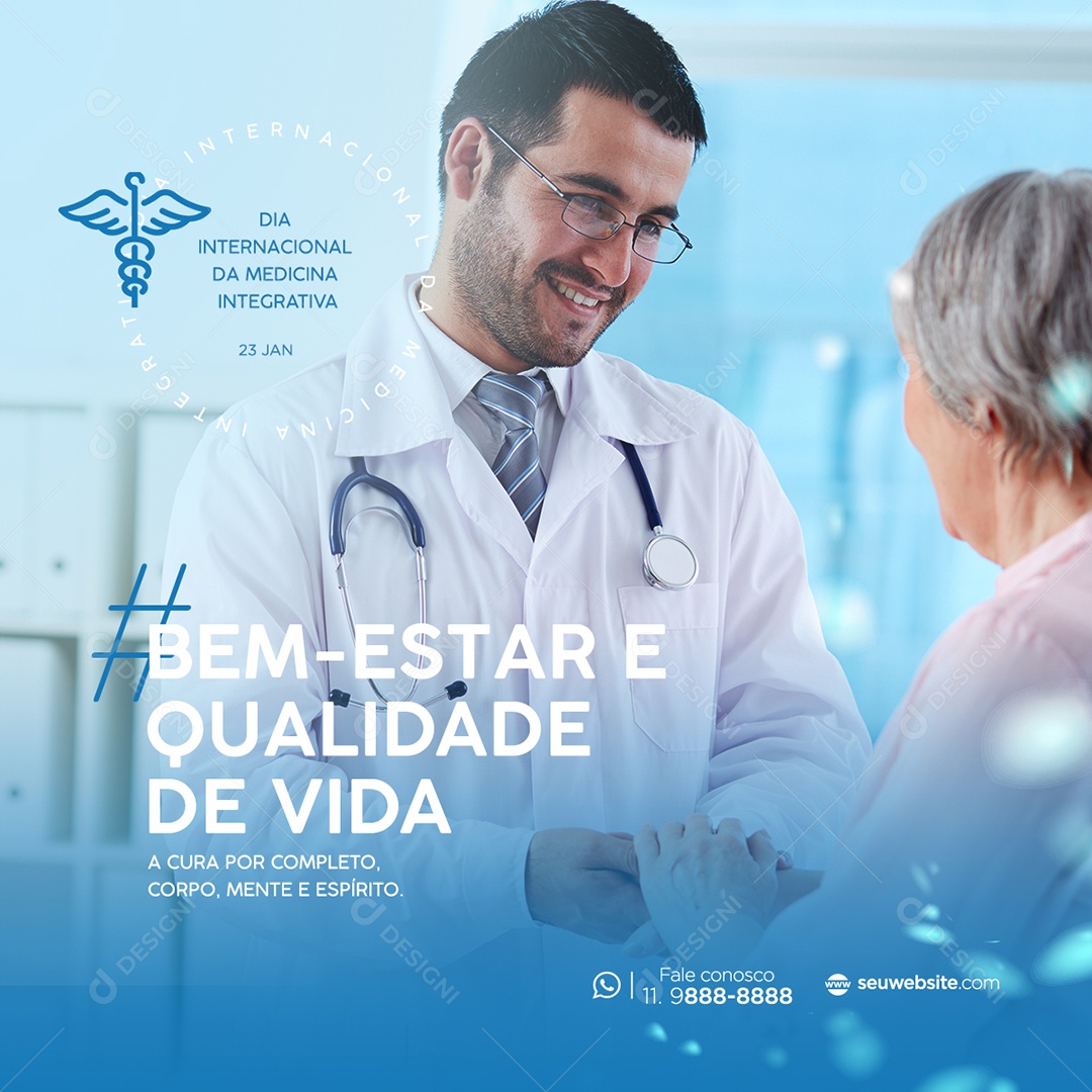 Dia Internacional da Medicina Integrativa 23 de Janeiro Bem Estar e Qualidade de Vida Social Media PSD Editável