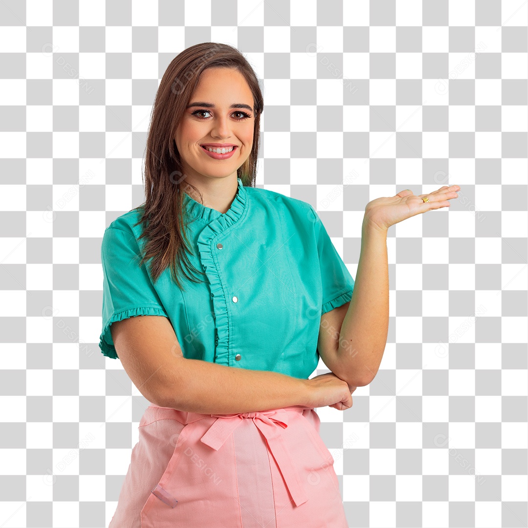 Linda Mulher Jovem Confeiteira Fazendo Reações PNG Transparente