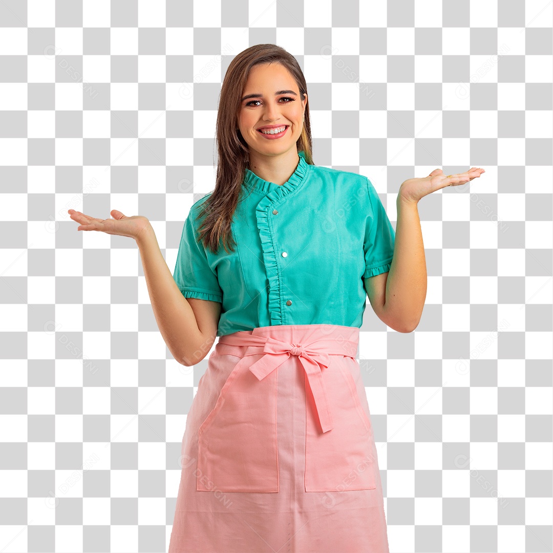 Linda Mulher Jovem Confeiteira Fazendo Reações PNG Transparente