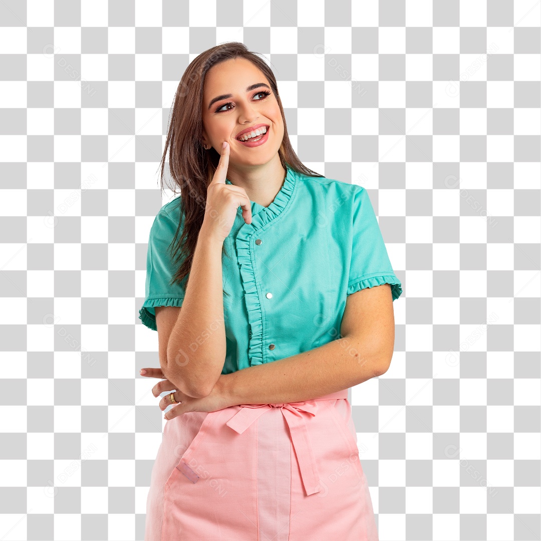 Linda Mulher Jovem Confeiteira Fazendo Reações PNG Transparente