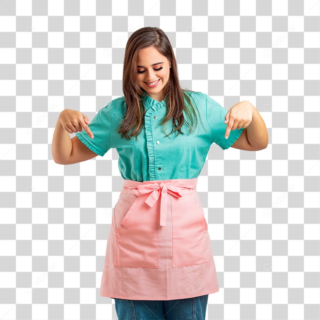 Linda Mulher Jovem Confeiteira Fazendo Reações PNG Transparente