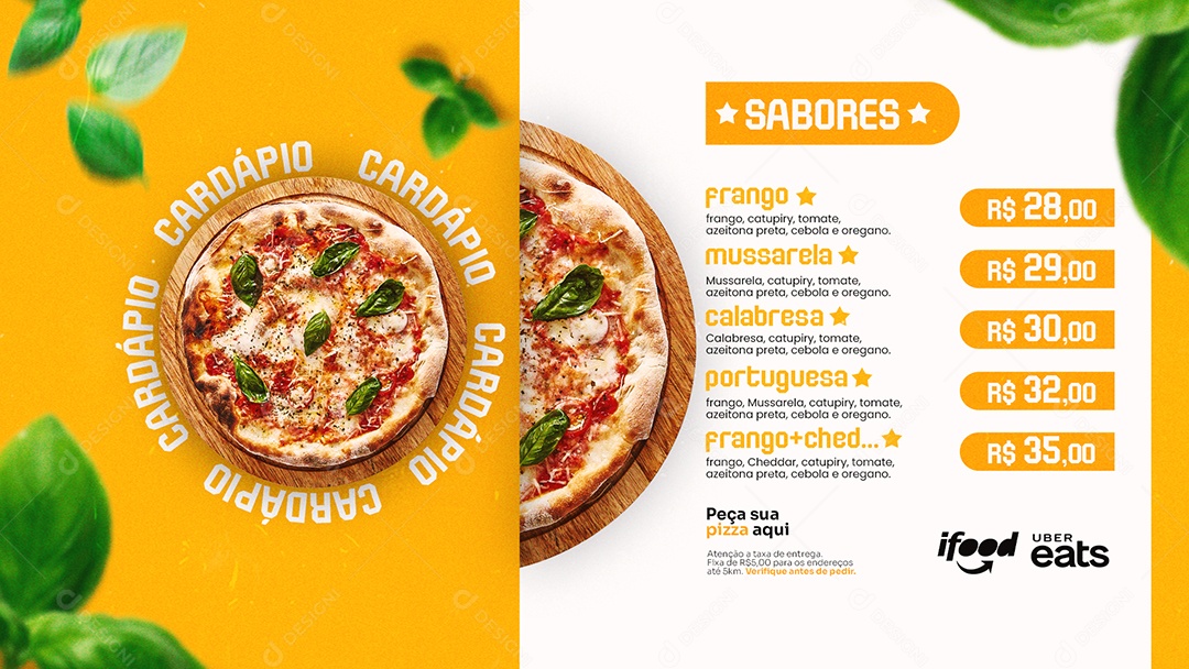 Modelo de Cardápio Pizzaria PSD Editável